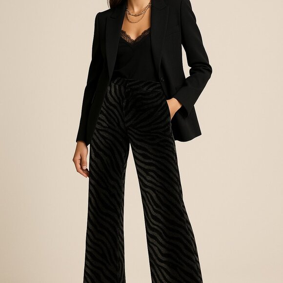 Zadig & Voltaire Zebra Velvet Glitter Wide-Leg Pants – Runway Piece (M) - Picture 9 of 9